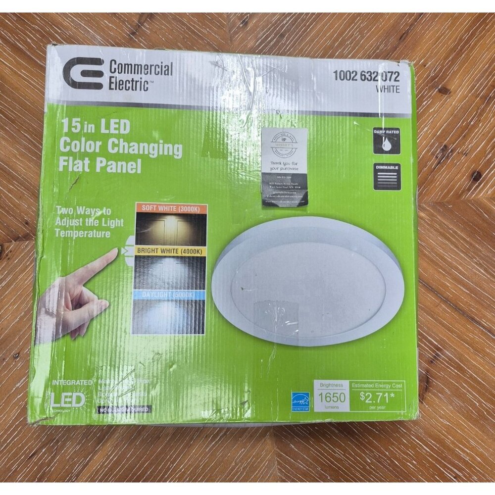 Commercial Electric 15 In. White Round LED Flat Panel Light Dimmable Energy Star